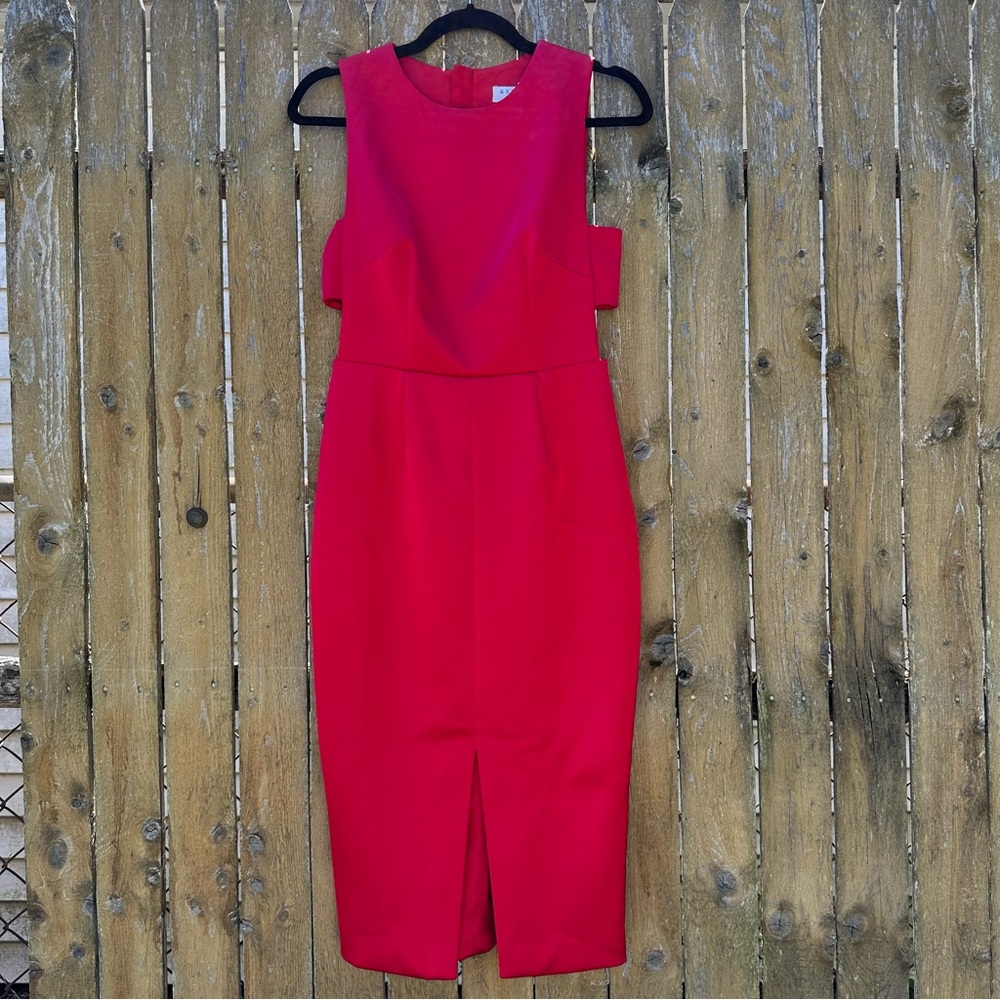 Keepsake The Label The Only One Red Midi Dress Side Cutout Sheath Cocktail Sz S